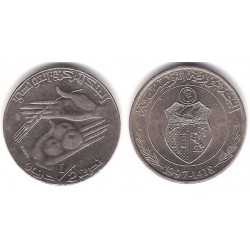 (346) República Tunecina. 1997. ½ Dinar (EBC)