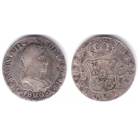 Fernando VII. 1820. 2 Reales (MBC) (Plata) Ceca de Sevilla CJ