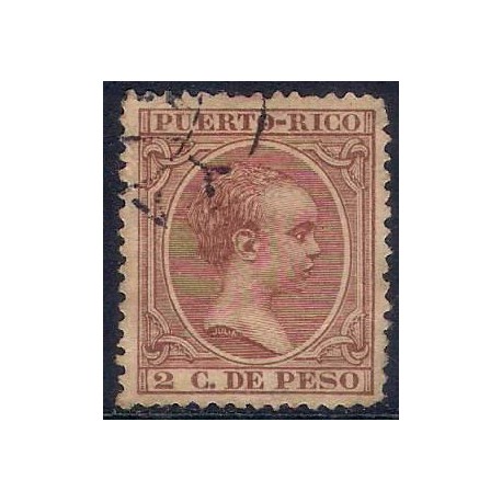 Puerto Rico Colonial. 1890. 2 C. de Peso (Usado)