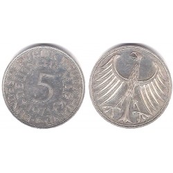 (112.1) Alemania. 1973(F). 5 Mark (EBC+) (Plata)