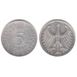 (112.1) Alemania. 1966(F). 5 Mark (MBC+) (Plata)