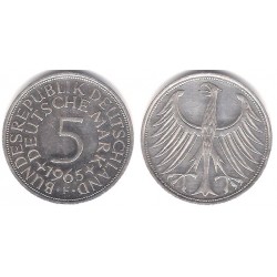 (112.1) Alemania. 1965(F). 5 Mark (MBC+) (Plata)