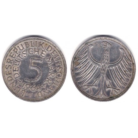 (112.1) Alemania. 1964(F). 5 Mark (MBC+) (Plata)