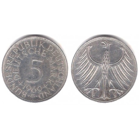 (112.1) Alemania. 1969(G). 5 Mark (MBC+) (Plata)