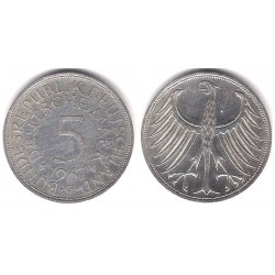 (112.1) Alemania. 1967(G). 5 Mark (MBC+) (Plata)