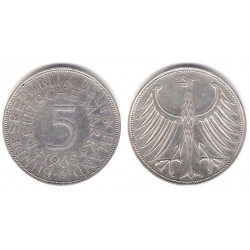 (112.1) Alemania. 1965(G). 5 Mark (MBC+) (Plata)