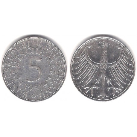 (112.1) Alemania. 1957(G). 5 Mark (MBC+) (Plata)