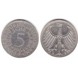 (112.1) Alemania. 1964(J). 5 Mark (MBC) (Plata)