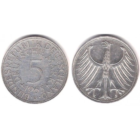 (112.1) Alemania. 1965(J). 5 Mark (MBC) (Plata)