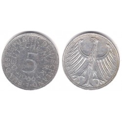 (112.1) Alemania. 1966(J). 5 Mark (MBC) (Plata)