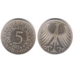 (112.1) Alemania. 1974(J). 5 Mark (SC) (Plata)