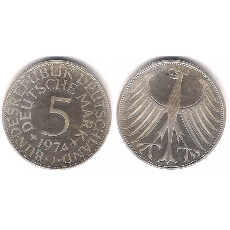 (112.1) Alemania. 1974(J). 5 Mark (SC) (Plata)