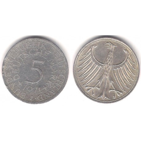 (112.1) Alemania. 1971(J). 5 Mark (MBC) (Plata)