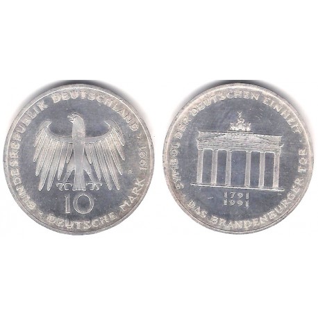 (177) Alemania. 1991(A). 10 Mark (EBC) (Plata)