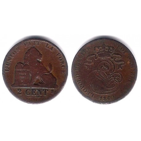 (4.2) Bélgica. 1860. 2 Centimes (BC/BC-)