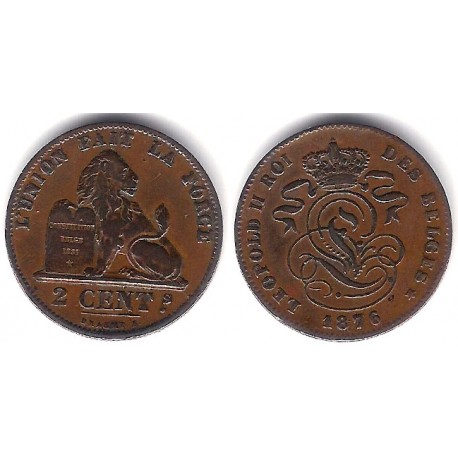 (35.1) Bélgica. 1876. 2 Cents (MBC)