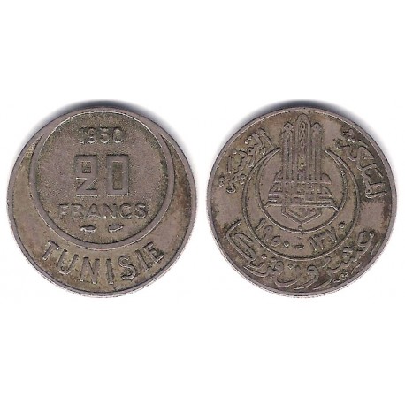 (274) República Tunecina. 1950. 20 Francs (MBC)