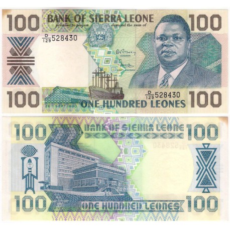 (18c) Sierra Leona. 1990. 100 Leones (SC) Esquina Manchada