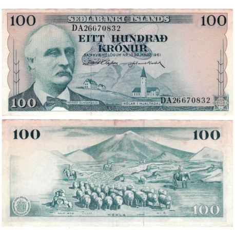 (44a) Islandia. 1961. 100 Kronur (EBC-)