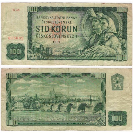 (91k) Checoslovaquia. 1961. 100 Korun (MBC) Mancha