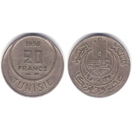 (274) República Tunecina. 1950. 20 Francs (MBC)