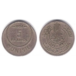 (277) República Tunecina. 1954. 5 Francs (MBC)