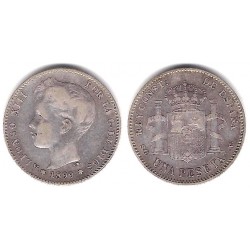 Alfonso XIII. 1899*(---99). 1 Peseta (BC) (Plata) Ceca de Madrid SG-V