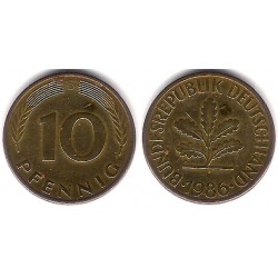 (108) Alemania. 1986(D). 10 Pfennig (MBC)