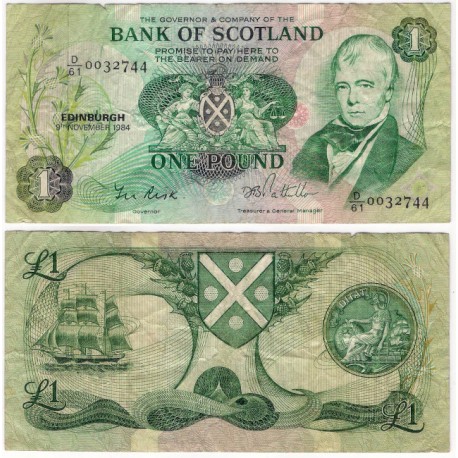 (111f) Escocia. 1984. 1 Pound (MBC-) Leve rotura margen superior