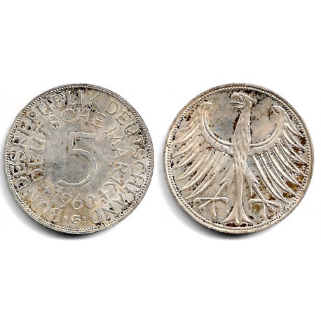 (112.1) Alemania. 1960(G). 5 Mark (MBC) (Plata)