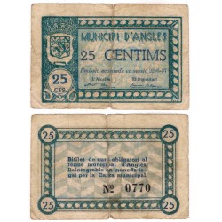 Anglès. 1937. 25 Céntimos (BC) Roturas en doblez central