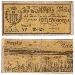 Banyoles. 1937. 25 Céntimos (BC+)