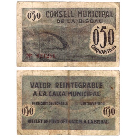 La Bisbal. 1937. 50 Céntimos (BC)