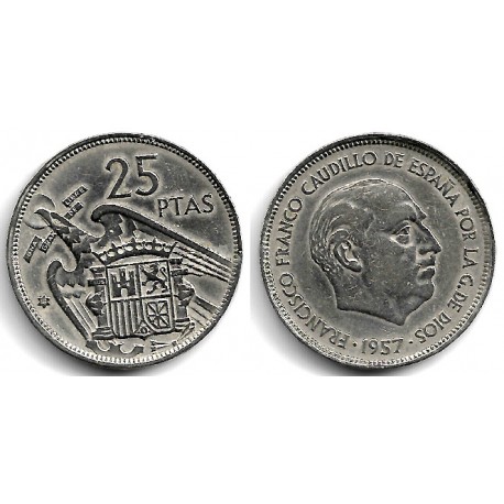 Estado Español. 1957*(58). 25 Pesetas (BC+)