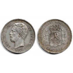 Amadeo I. 1871*(18-71). 5 Pesetas (BC+) (Plata) Ceca de Madrid SD-M