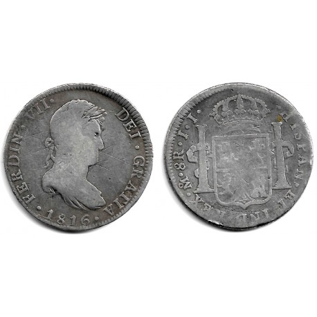 Fernando VII. 1816. 8 Reales (BC) (Plata) Ceca de Mejico JJ