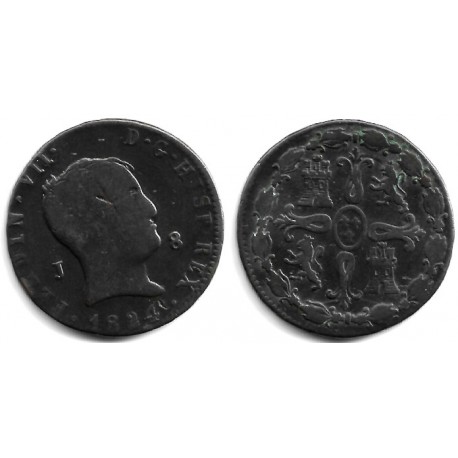 Fernando VII. 1824. 8 Maravedi (BC) Ceca de Jubia