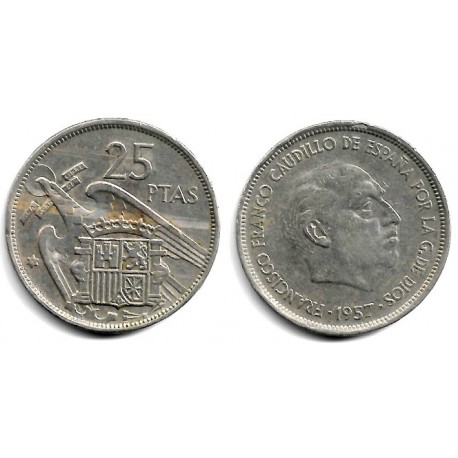 Estado Español. 1957*(70). 25 Pesetas (BC+)