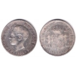 Alfonso XIII. 1898*(18-98). 5 Pesetas (BC/BC-) (Plata) Ceca de Madrid SG-V