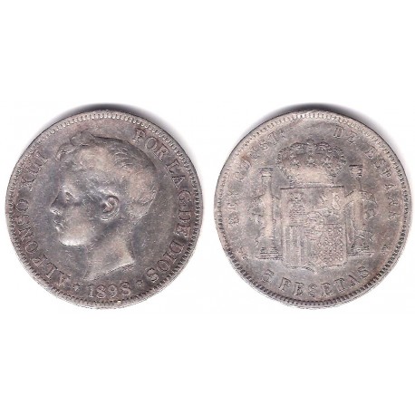 Alfonso XIII. 1898*(18-98). 5 Pesetas (BC/BC-) (Plata) Ceca de Madrid SG-V