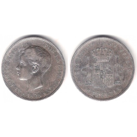 Alfonso XIII. 1898*(18-98). 5 Pesetas (BC/BC+) (Plata) Ceca de Madrid SG-V