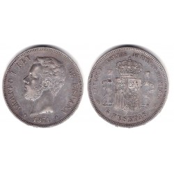 Amadeo I. 1871*(18-71). 5 Pesetas (BC/BC+) (Plata) Ceca de Madrid SD-M