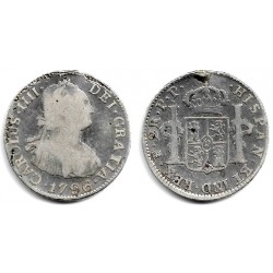 Carlos IV. 1796. 2 Reales (BC+/BC) (Plata) Ceca de Potosí PP. Soldadura en Plata