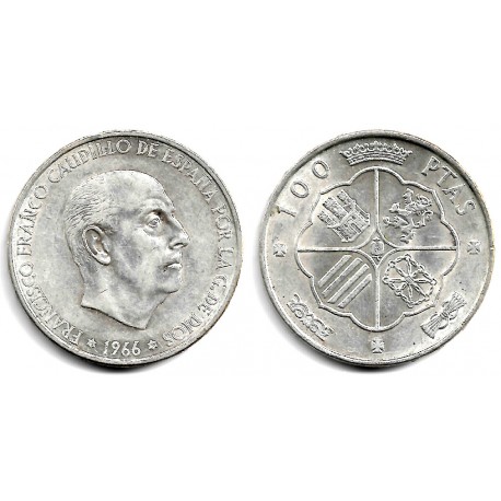 Estado Español. 1966*(19-70). 100 Pesetas (MBC+) (Plata)