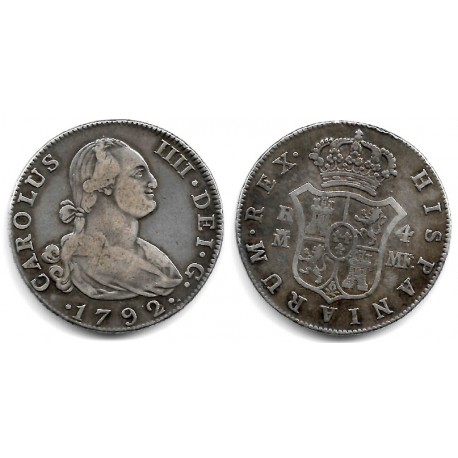 Carlos IV. 1792. 4 Reales (MBC-) (Plata) Ceca de Madrid MF