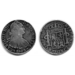 Carlos IV. 1803. 8 Reales (BC/BC+) (Plata) Ceca de Mejico FT. Limpiada