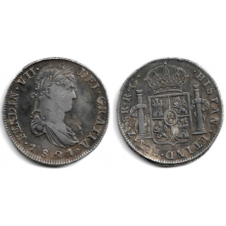 Fernando VII. 1821. 8 Reales (BC+/MBC-) (Plata) Ceca de Zacatecas RGV