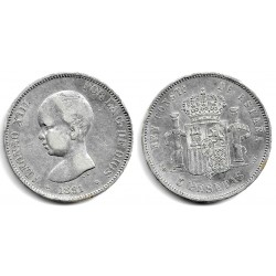 Alfonso XIII. 1891*(18-91). 5 Pesetas (BC+) (Plata) Ceca de Madrid PG-M