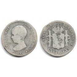 Alfonso XIII. 1891*(-----). 1 Peseta (BC/BC-) (Plata) Ceca de Madrid PG-M