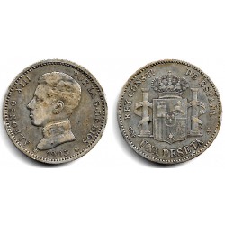 Alfonso XIII. 1903*(19-03). 1 Peseta (BC/BC+) (Plata) Ceca de Madrid SM-V